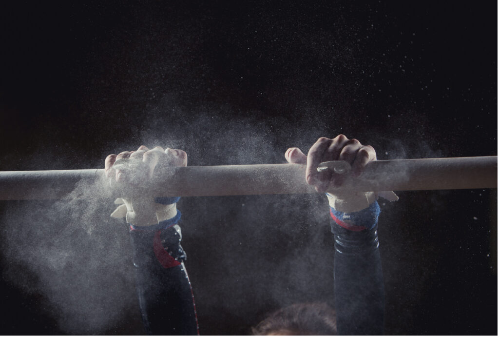 Gymnast preparing for bars